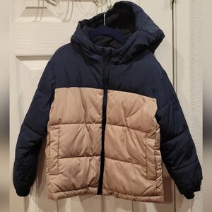 Old Navy Kids Navy and Tan Puffer Jacket